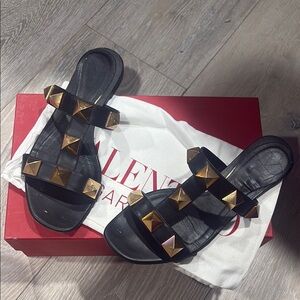 Black Studded Slide Sandals - Luxury Designer Style